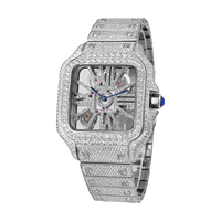 Montre automatique squelette AAA entièrement sertie de moissanite VVS en acier inoxydable, style Carter Santo, modifiée pour le marché secondaire, montre homme Hip Hop