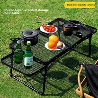 Table pliante en maille pour pique-niques, camping et barbecues, facile à plier et à ranger, table en maille à hauteur réglable