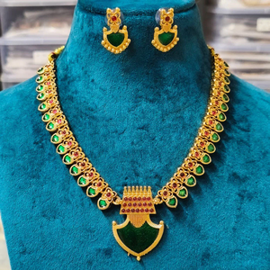 Jewel Emarket Traditional Matte Pota Stone And Meenakari Necklace Set -12731586GR - Product Image 2