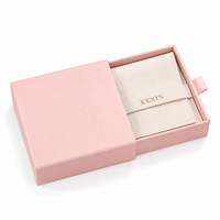 Boîte cadeau de luxe Kexin, boîte à tiroir en papier rigide rose personnalisée avec pochette pour collier, boucles d'oreilles, bracelet, emballage