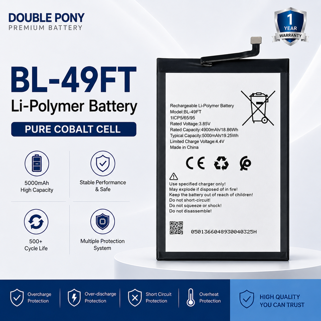 Double Pony Wholesale BL-49FT 5000mAh Pure Cobalt Li-Polymer Replacement Battery for TECNO Spark 7 Pro Spark 6 Go Spark 5 Pro