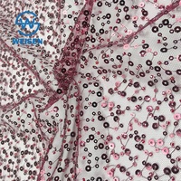 Tulle à paillettes en dentelle et perles noires et grises en gros