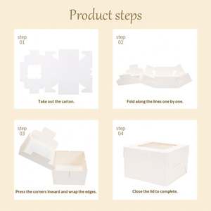 4*4*2.5 Inch Custom Made <b>Small</b> Square Self Erecting <b>Cake</b> <b>Box</b> Window Matt Lamination Embossing Kraft Paper Biscuit Dessert Food - Product Image 4