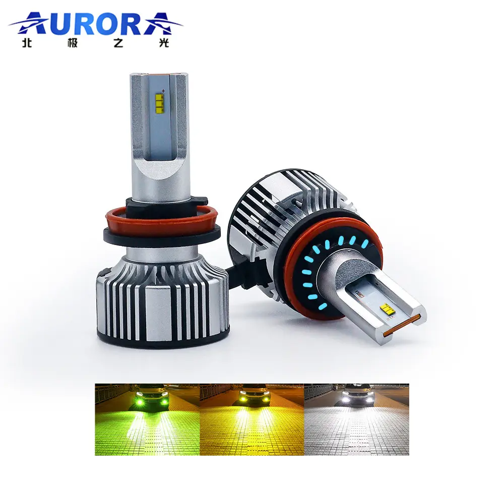 Aurora 1+1 Fan Design 50W H7 H4 H11 High Low Beam Auto Head Light Car Headlight Bulb