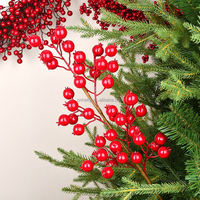 HATTY Karangan Bunga Natal Klasik Modern Buatan Tangan dari Rotan Tahan Api dengan Buah Merah Ramah Lingkungan Grosir Dekorasi Rumah Depan