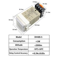CHY DH48S-S Relais temporisé numérique 220V AC à cycle répétitif SPDT, programmable, avec socle de montage sur rail CE F512