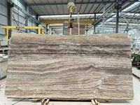 Travertin moderne de luxe avec des trous naturels et des rayures de grain de bois - Travertin argenté avec des veines de bois pour un design contemporain