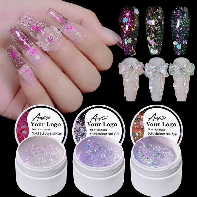 15ml solido Non Stick costruttore di smalto per unghie in Gel solido Glitter unghie UV Gel acrilico estensione solida colla per unghie solida