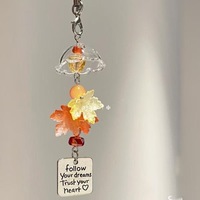 Porte-clés feuille d'érable, carillon éolien, breloque pour téléphone, décoration de sac à dos, pendentif mignon pour femmes et filles