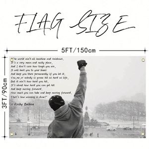 Rocky Balboa Sunshine and Rainbows Quote Motivational Inspirational <b>Flag</b> 3x5Ft with Brightly Brass Grommets Outside Decor - Product Image 2