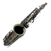 Saxophone alto série Vintage EB - Finition noire polie avec boutons en nacre, instrument en laiton professionnel résistant à la rouille