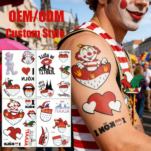 Parches Bordados Termoadhesivos con Diseño Festivo <span class=keywords><strong>de</strong></span> Carnaval, Dibujos Animados Lindos y Alegres en Rojo, Tatuajes Temporales <span class=keywords><strong>de</strong></span> Carnaval - Product Image 1