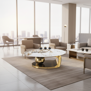 Tavolino <span class=keywords><strong>da</strong></span> Caffè <span class=keywords><strong>di</strong></span> <span class=keywords><strong>Lusso</strong></span> Italiano con Forma Ovale Irregolare, Arredamento per Soggiorno e Hotel - Product Image 6