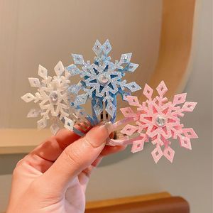 2 Pcs/Set Shiny Snowflake Rhinestone Hairpins Snow Princess BB Hair Clips Children Kid Cute Hair Accessories Wholesale - Product Image 4