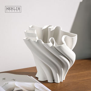 Merlin Living 3D-Druck <span class=keywords><strong>Vase</strong></span> Weiße <span class=keywords><strong>Vase</strong></span> Blume Moderne Heimdekoration Nordische <span class=keywords><strong>Vase</strong></span> Chaozhou Keramikfabrik Großhandel OEM ODM - Product Image 6