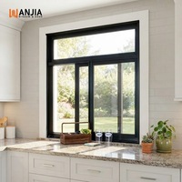 Ventana Corredera de Aluminio con Vidrio Fijo Superior Panorámico, Vidrio Templado Transparente, Diseño Minimalista y Delgado, con Bloqueo Automático