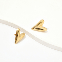 Pendientes de Corazón en Oro Pulido con Acabado Brillante Tipo Espejo, Diseño 3D en Forma de Cúpula, Dulces y Encantadores, Regalo para Mujer, Ideal para Primavera
