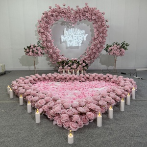 ซุ้มดอกไม้รูปหัวใจสีชมพูสำหรับงานแต่งงาน Y-HFA144 ขายดี ขนาด 8 ฟุต*8 ฟุต ซุ้มดอกไม้รูปหัวใจประดิษฐ์ ซุ้มดอกไม้รูปหัวใจผ้าไหมตกแต่ง - Product Image 1