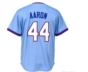 Maillot de baseball bleu clair pour hommes Atlanta AARON # 44 RILEY # 27 OLSON # 28 ACUNA JR # 13 STRIDER # 99 Nom et numéro brodés, manches courtes - Product Image 2