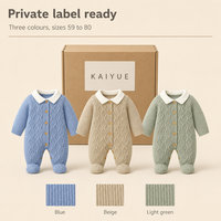 Combinaison bébé tricotée Kaiyue à manches longues, col polo, avec pieds intégrés, unisexe, vente en gros, fournisseur OEM ODM