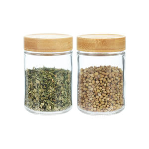 ภาชนะใส่เครื่องปรุงฝาไม้ทรงกลมโถใส่เครื่องเทศโถเกลือชุดแร็คไม้พร้อมฝาไม้ไผ่ - Product Image 6