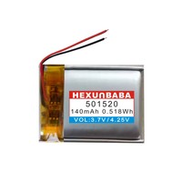 3.7V 140mAh 501520 2 kabel baterai Li-Ion Ion litium polimer untuk jam tangan pintar TWS Earphone Headphone Speaker L846
