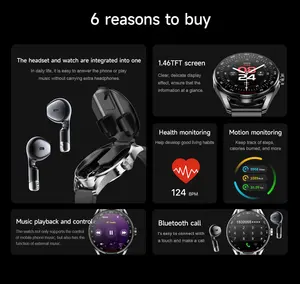 Reloj con auriculares 2 en 1 para mujer, monitor de actividad, frecuencia cardíaca, control de oxígeno en sangre, duración de la batería de <span class=keywords><strong>3</strong></span> meses, resistente al agua - Product Image 4