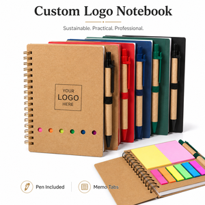 Juego de Cuadernos Ecológicos Reutilizables, Bloc de Notas Espiral con Bolígrafo, Marcadores Adhesivos, Logotipo Personalizado, Kit de Suministros para Oficina, Escuela, Eventos, Regalos - Product Image 1