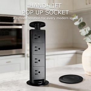 Enchufe retráctil manual IP44 a prueba de salpicaduras, tomas de corriente de EE. UU., enchufe de escritorio con carcasa de PC ignífuga y cable de 1.5m - Product Image 6