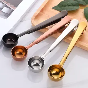 Wholesale Coffee Spoon Gold Coffee Metal Scoop Custom Stainless Steel Modern Sustainable Coffee Spoon with Bag Clip 3 - 5 Days