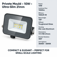 Projecteur LED 10W pour extérieur, étanche IP65, 1000LM, 6500K, mini projecteur pour jardin, patio, cour, CE