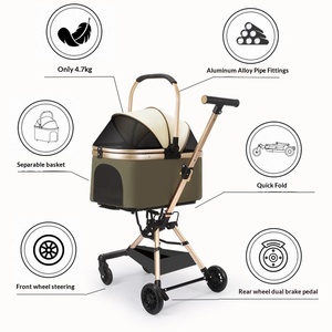 Nouvelle poussette pliable légère pour animaux de compagnie de petite et moyenne taille, poussette portable pour chien et chat pour les promenades en plein air, équipement de voyage respirant - Product Image 3