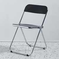 Chaise pliante minimaliste en acrylique transparente, style INS, avec dossier, pour magasin de vêtements, photographie et maquillage
