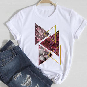 T-shirt da <span class=keywords><strong>Donna</strong></span> con Logo Personalizzato e Nuovo Motivo Geometrico, Top Casual Estivo alla Moda, Stile Harajuku, Magliette Grafiche <span class=keywords><strong>Oversize</strong></span> - Product Image 3