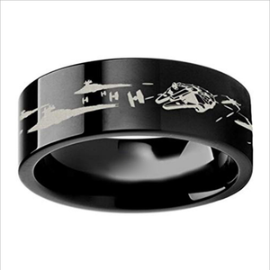 Bague de fiançailles homme cristal logo personnalisé Star Wars lettres <span class=keywords><strong>film</strong></span> titane acier espoir argent noir chrétien cadeau pour fêtes - Product Image 1