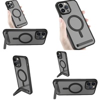 Casing Magnetik Transparan dengan Penyangga untuk iPhone 16 Pro Max 17 Air 15 14 13 12 11 Plus, Casing Anti Benturan Dropshipping