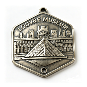 Épinglette Souvenir Musée du Louvre en Alliage de Zinc Plaqué Argent, Forme Irrégulière, Motif Pyramidal en Relief, Confection Façonnée par Estampage - Product Image 6