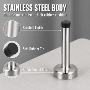 Butée de porte magnétique murale robuste en acier inoxydable nickel brossé moderne, amortisseur anti-collision pour hôtel - Product Image 3