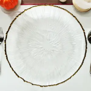 13-дюймовый прозрачные круглые стеклянные тарелки для держащих букет невесты на свадьбе, церкви, рестораны и событий с розой; Цвет золотой, серебряный или золотой оправой