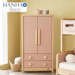 Hanya B2B Boori Furnitur Kamar Anak-anak 3 In 1 2 Pintu Karet Organizer Pakaian Kayu Solid