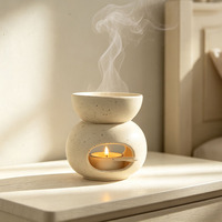 Brûleur d'aromathérapie en céramique 120 ml, design simple de style européen, articles religieux, diffuseur d'huiles essentielles, porte-bougie