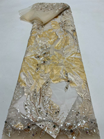NI.AI Nouveau Tissu de Dentelle Africaine à Paillettes 2026 Broderie Française de Haute Qualité Luxe Brocart Lourd Perlé Dentelle de Mariée