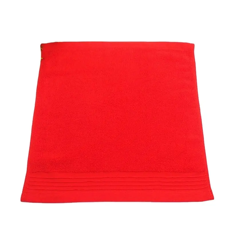 Ventes directes d'usine 100% serviettes en coton taille 30-30cm couleur rouge Design main pour mariage et serviettes de sécurité serviettes de bain en coton rouge