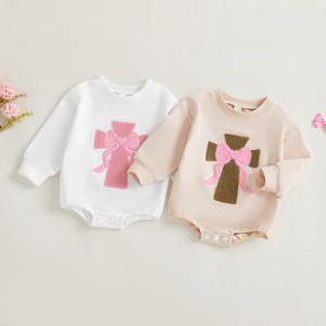 2026 Vêtements <span class=keywords><strong>pour</strong></span> bébés religieux : <span class=keywords><strong>Barboteuse</strong></span> sweat à manches longues <span class=keywords><strong>pour</strong></span> bébés filles, style Coquette, avec motif croix et nœud, <span class=keywords><strong>pour</strong></span> baptême - Product Image 1