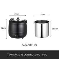 Marmite à soupe électrique en acier inoxydable 10L noir et argent chauffe-plats avec station de chauffe-soupe