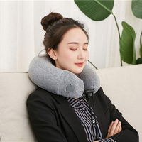 Oreiller de massage cervical gonflable ergonomique en forme de U FSPG, dispositif de soutien cervical confortable pour les voyages, soulagement de la douleur au cou