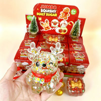 Coffret Cadeau de Noël : Jouet Squishy Géant en Sucre de Malt, Pailleté, Motifs Renne et Bonhomme en Pain d'Épices, à Rebond Lent, Anti-stress, Jouet à Presser Fidget
