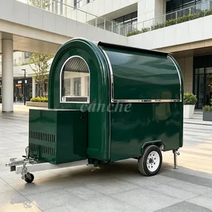 Carrito de Comida Móvil Estándar Alemán, Carrito de Catering para Snacks, Mini Remolque Verde para Pizza, Papas Fritas y Comida Rápida para Negocios - Product Image 1