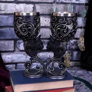 Tasse à <span class=keywords><strong>bière</strong></span> européenne médiévale DRA55 personnalisée, grande tasse rouge Dragon, faite à la main, <span class=keywords><strong>licorne</strong></span>, crâne, verre, résine, acier inoxydable, 6,5 oz - Product Image 2