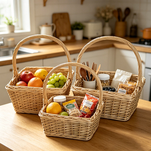 Cesto in vimini di salice naturale con robusto manico ad anello, ideale <span class=keywords><strong>per</strong></span> la raccolta della frutta, il servizio del <span class=keywords><strong>pane</strong></span> e come elemento decorativo <span class=keywords><strong>per</strong></span> la casa - Product Image 1